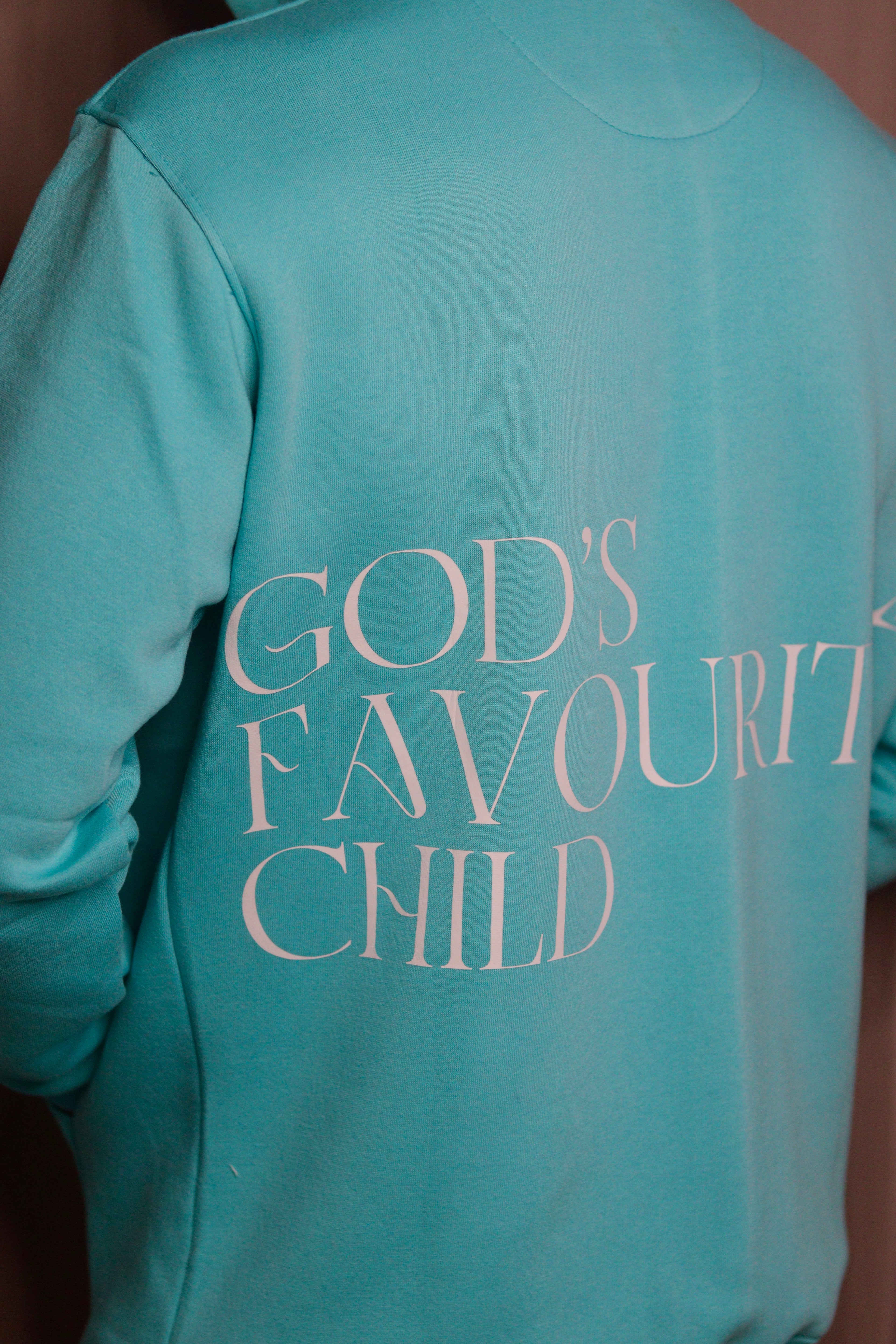 GOD’S FAVOURITE- OCEAN BLUE  GRAPHIC HOODIE