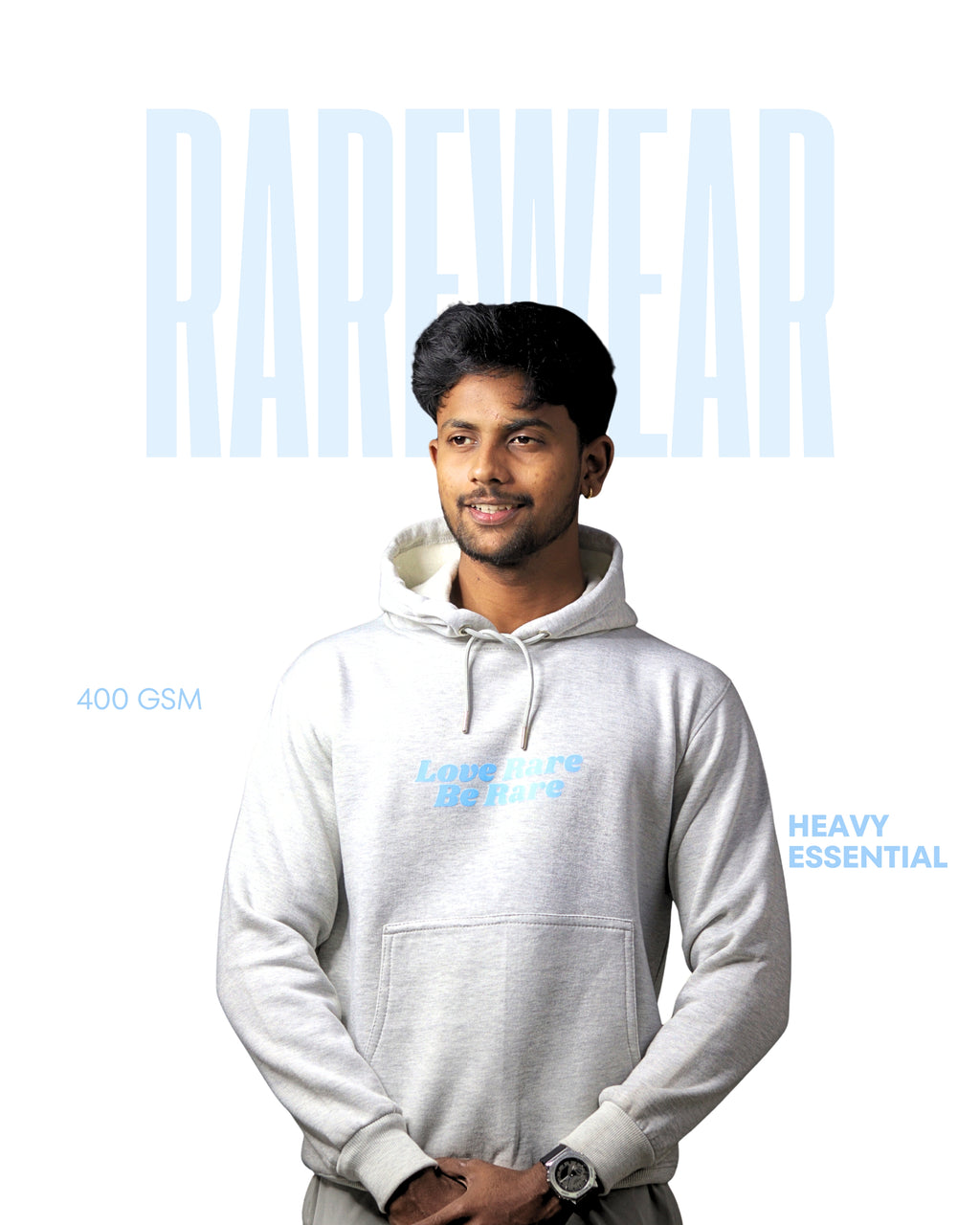 BE RARE - GRAPHIC PRINT HOODIE - GRAY PREMIUM