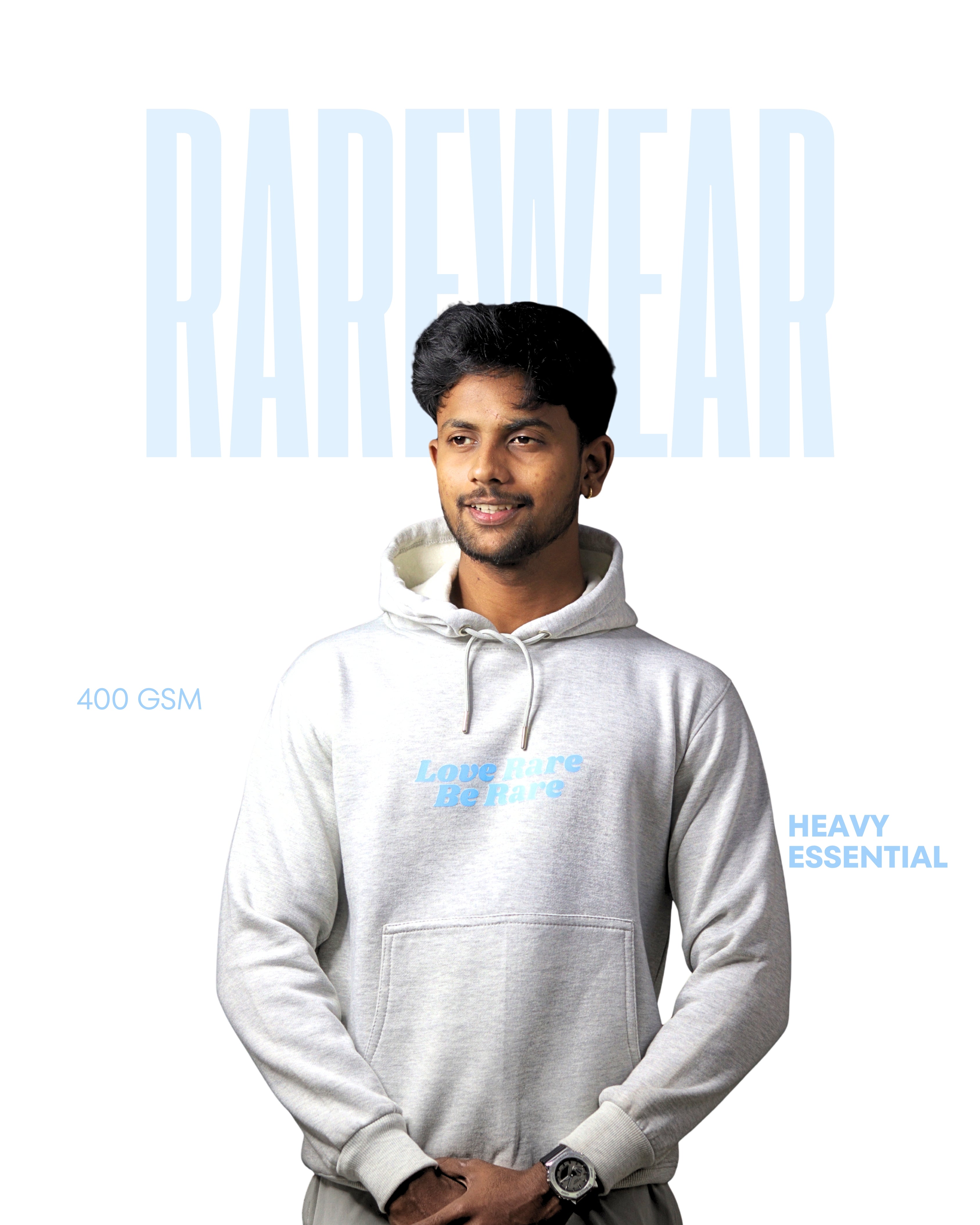 BE RARE - GRAPHIC PRINT HOODIE - GRAY PREMIUM